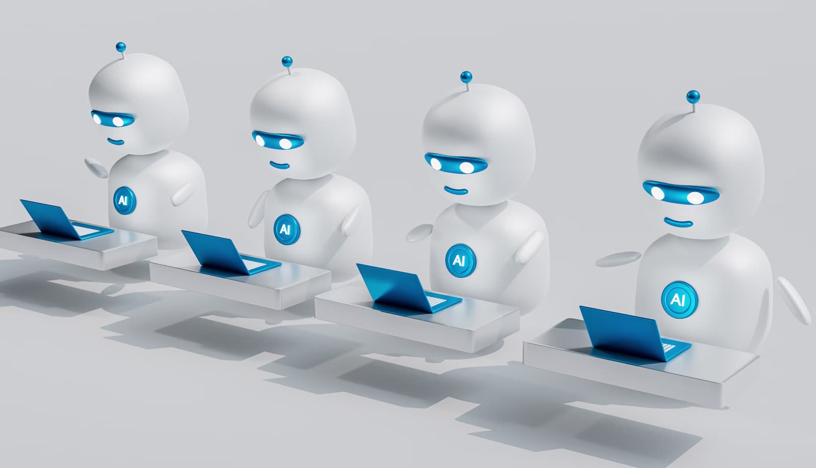 Abstract visualization of connected AI agents